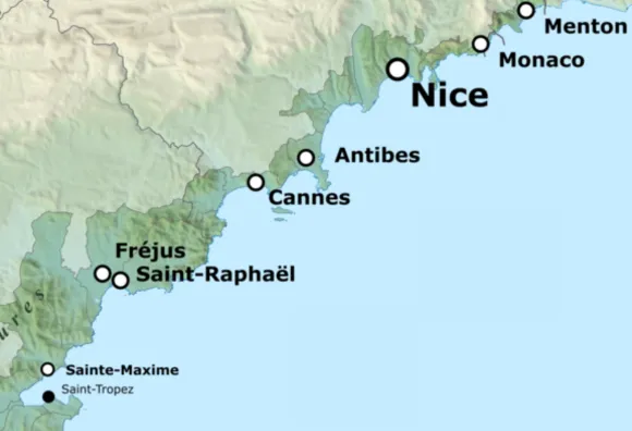 Carte de la Côte d’Azur